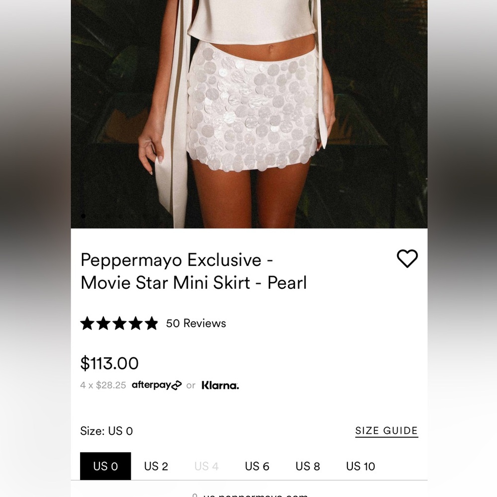 Peppermayo Exclusive Pearl Mini Skirt